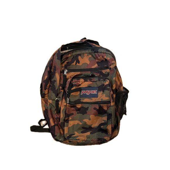 JanSport Big Student 3 Section Green Camo Backpack - Picture 1 of 8